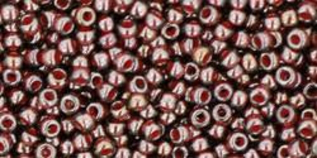 Toho 11/0 Round Japanese Seed Bead, TR11-363, Inside Color Montana Blue/Oxblood Lined